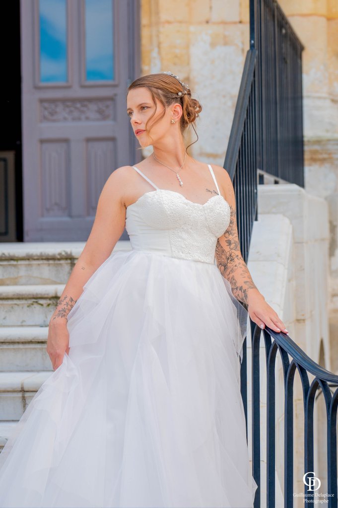 Robe princesse en tulle et corset dentelle.