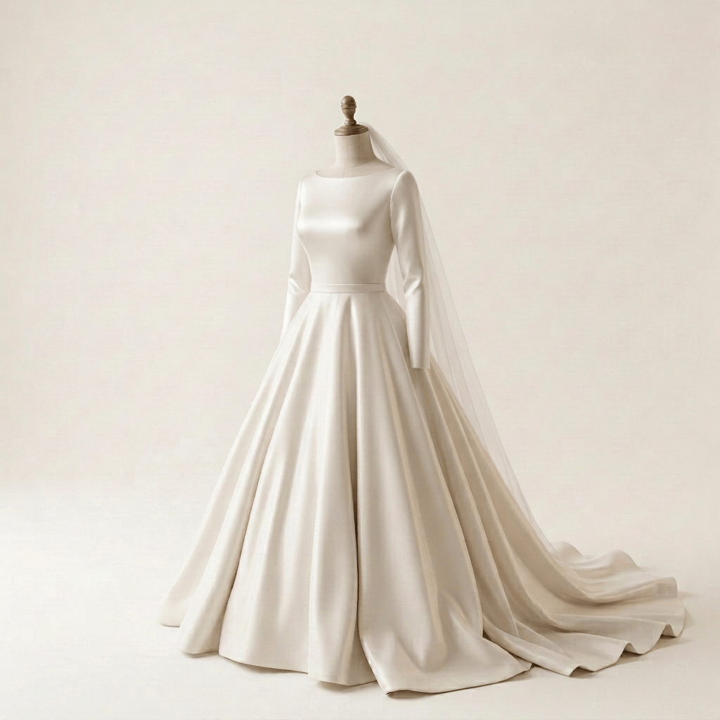 Bride in a white gown holding a bouquet inside an ornate chateau